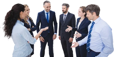 group-businesspeople-interacting-outside-office-building 1